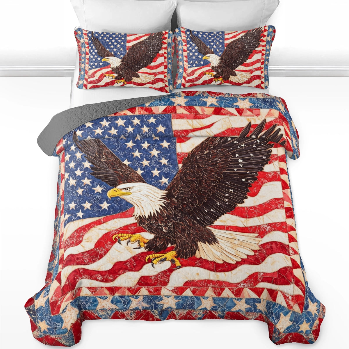 Shineful All Season Quilt 3-Piece Set Freedom Soars American