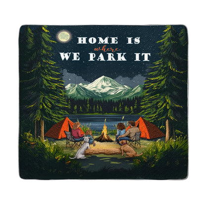 Shineful All Season Quilt 3-Piece Set - Camping Family Campfire