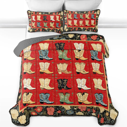 Shineful All Season Quilt 3-Piece Set Cowboy Kick Up Your Boots