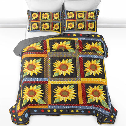 Shineful All Season Quilt 3-Piece Set Sunflower Sunlit Serenity