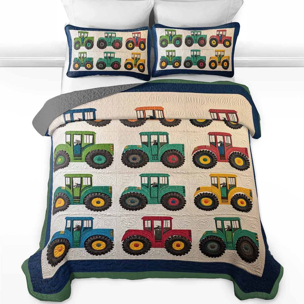 Shineful All Season Quilt 3-Piece Set Tractor Trails