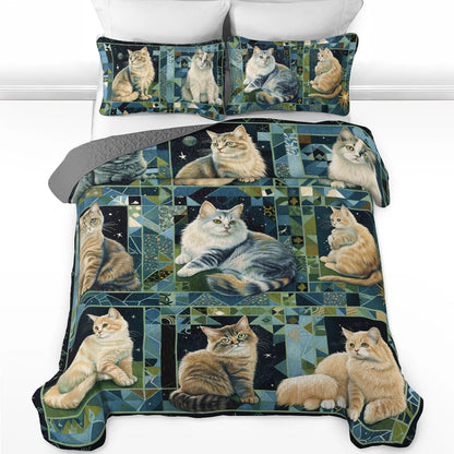 Shineful All Season Quilt 3-Piece Set Cat Purrfect Companions