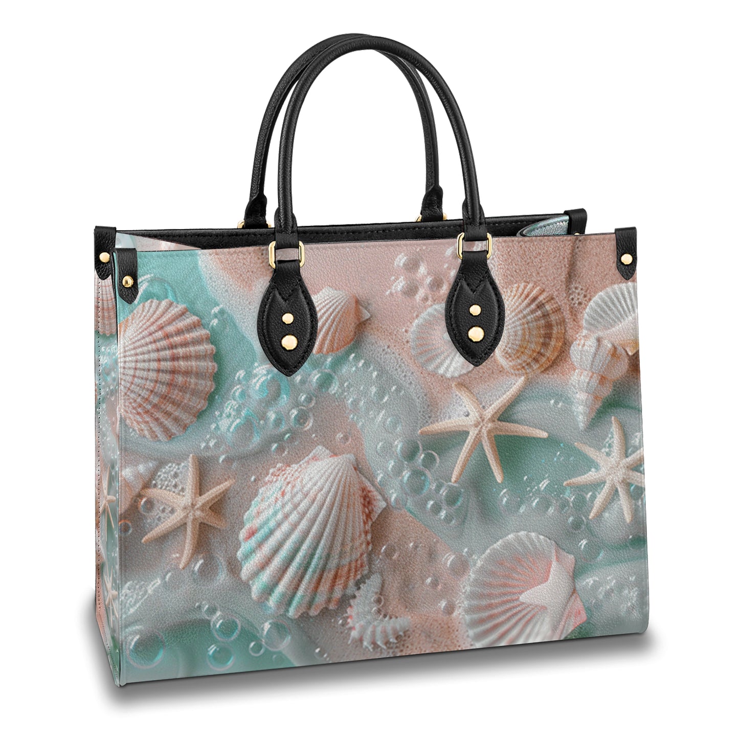 Shineful Leather Bag Vibrant Seashell Beach