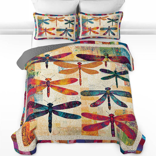 Shineful All Season Quilt 3-Piece Set Dragonfly Dreams Vintage