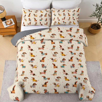 Shineful All Season Quilt 3-Piece Set Dachshund Fashion