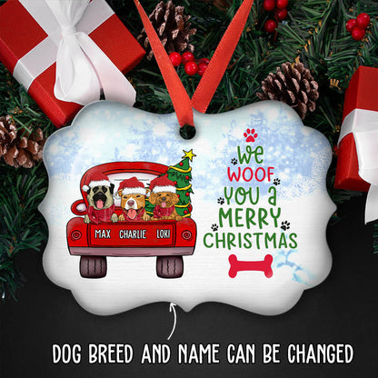 Dog Lovers - Woof You Christmas Shinefulgift® Perzonalized Aluminium Ornament