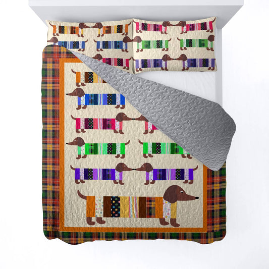 Shineful All Season Quilt 3-Piece Set My Colorful Dachshund