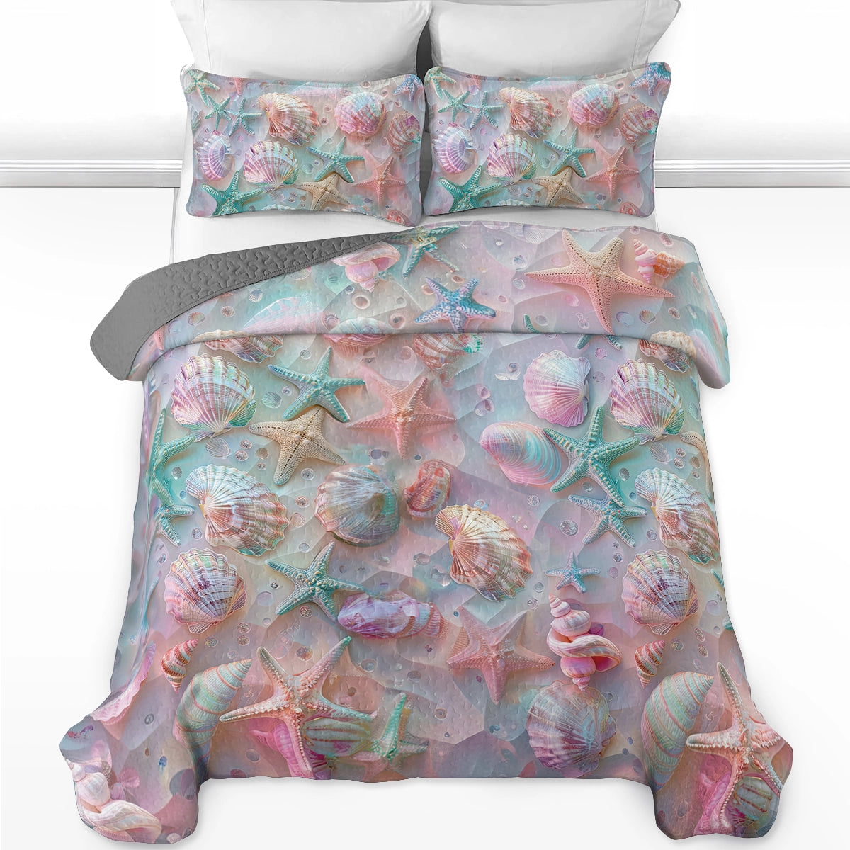 Shineful All Season Quilt 3-Piece Set Coastal Shell