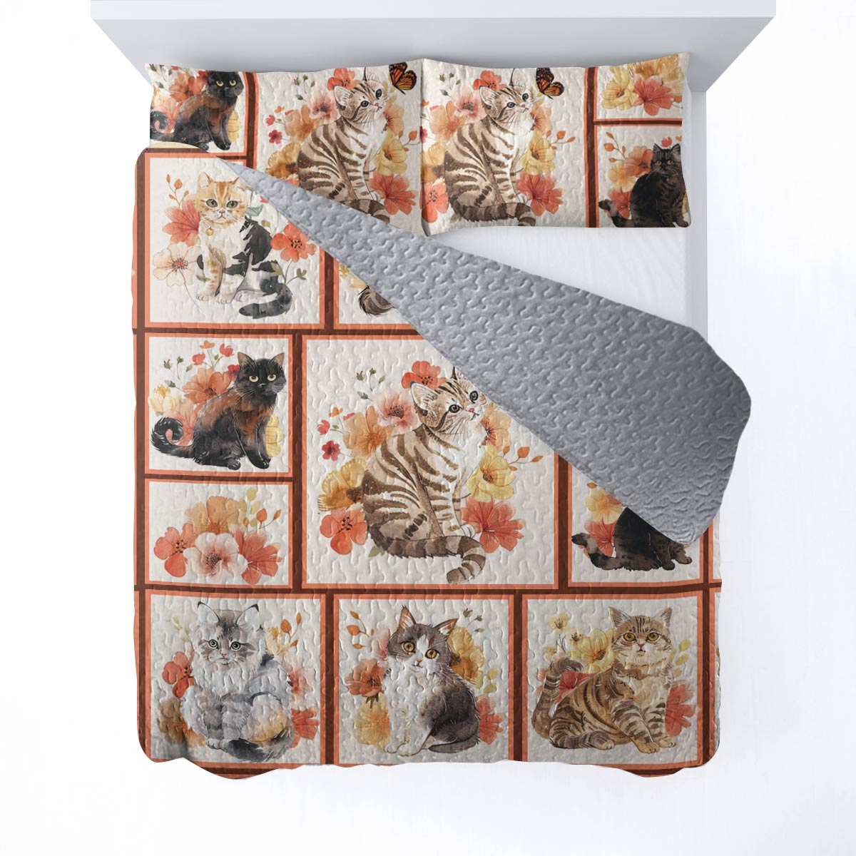 Shineful All Season Quilt 3-teiliges Set Katze und Blume 