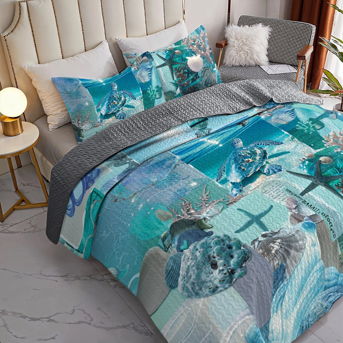 Shineful All Season Quilt 3-Piece Set Ocean Serenity