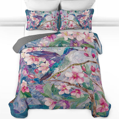 Shineful All Season Quilt 3-Piece Set Blossom Hummingbird