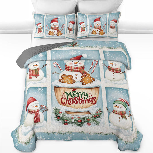 Shineful All Season Quilt 3-Piece Set Merry Snowman