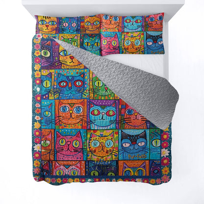 Shineful All Season Quilt 3-Piece Set Mystery Cat