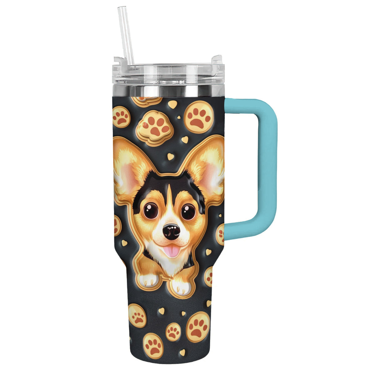 40 Oz Dachshund Shineful™ Tumbler Dachshunds Black Cute Nl09 Sky Blue 40Oz