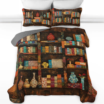 Shineful All Season Quilt 3-Piece Set Vintage Library Book