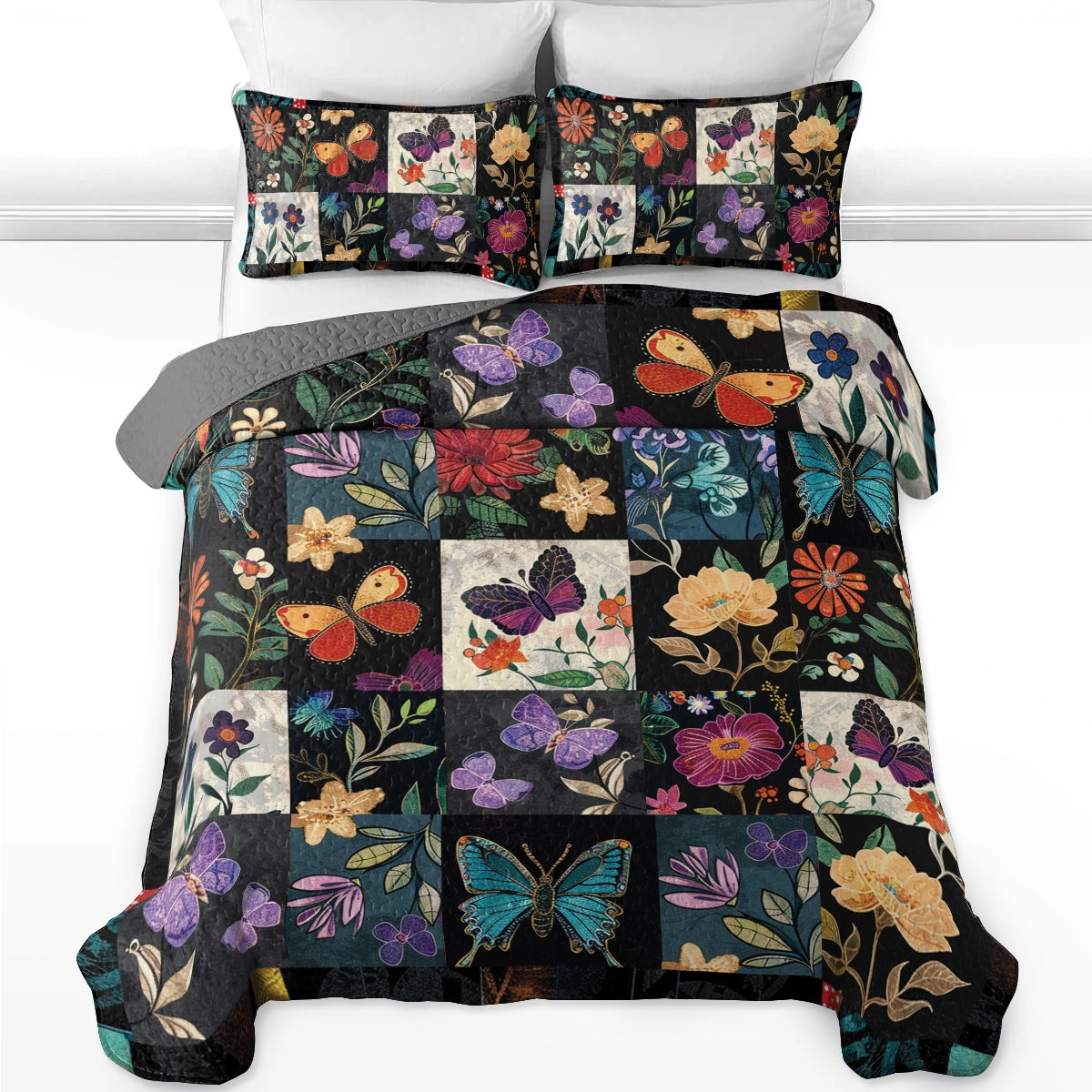 Shineful All Season Quilt 3-Piece Set Butterfly Blooms