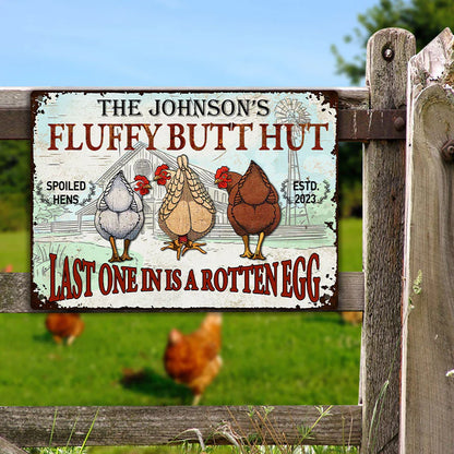 Shineful 2D Flat Print Metal Sign Personalized Chicken Fluffy Butt Hut Nuggets