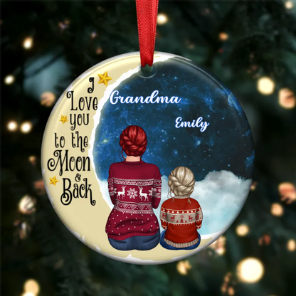 Shineful Grandma Grandkids - I Love You To The Moon And Back Personalized Ornament