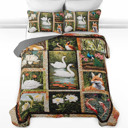 Shineful All Season Quilt 3-Piece Set Swan Serenity