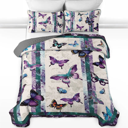 Shineful All Season Quilt 3-Piece Set Fluttering Elegance Butterfly