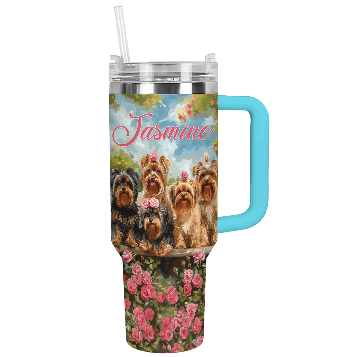 Shineful Tumbler Personalized Yorkie Garden