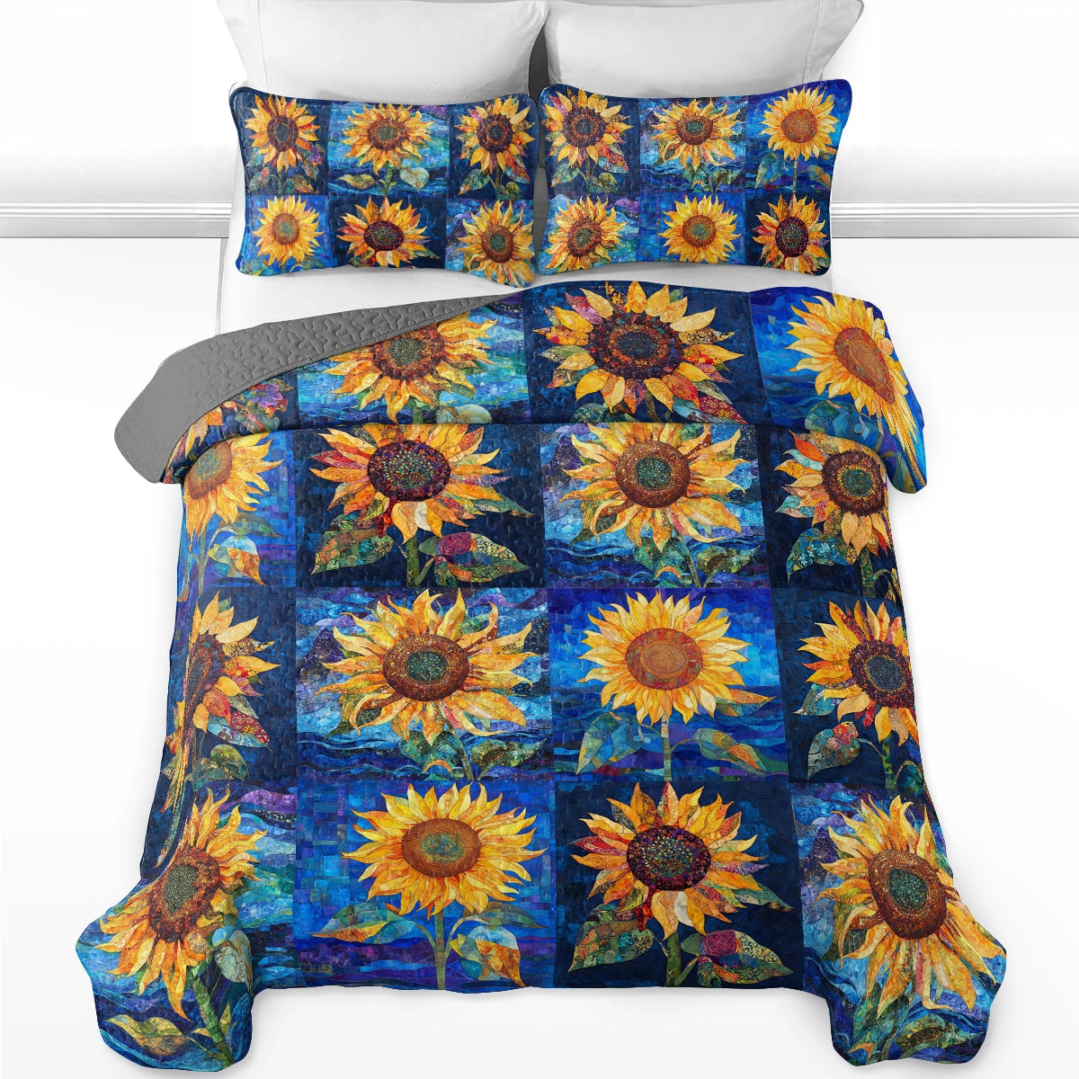 Shineful All Season Quilt 3-teiliges Set Vibrant Sunflower Dreams