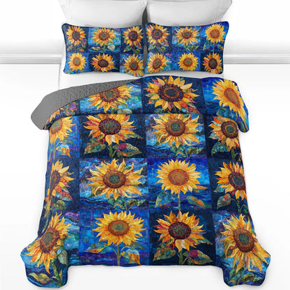 Shineful All Season Quilt 3-Piece Set Vibrant Sunflower Dreams