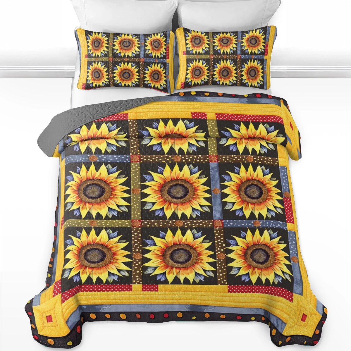 Shineful All Season Quilt 3-Piece Set Sunflower Sunny Meadow