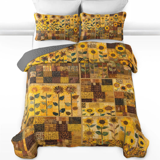 Ensemble de courtepointe toutes saisons Shineful 3 pièces Sunflower Sunshine Dreams