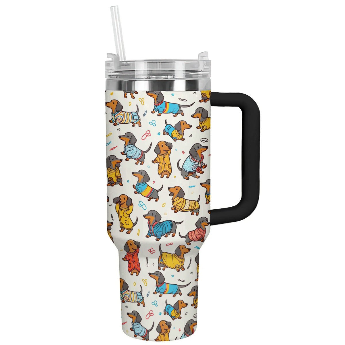 40 Oz Dachshund Shineful™ Tumbler Happy Dachshunds Nl09 Black 40Oz