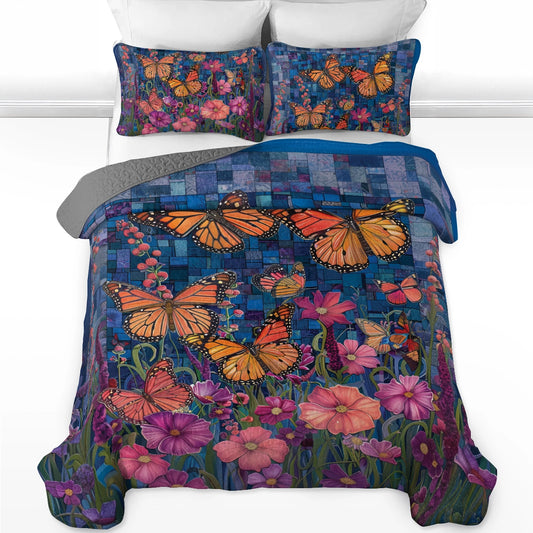 Shineful All Season Quilt 3-Piece Set  Vibrant and Beautiful Butterfly