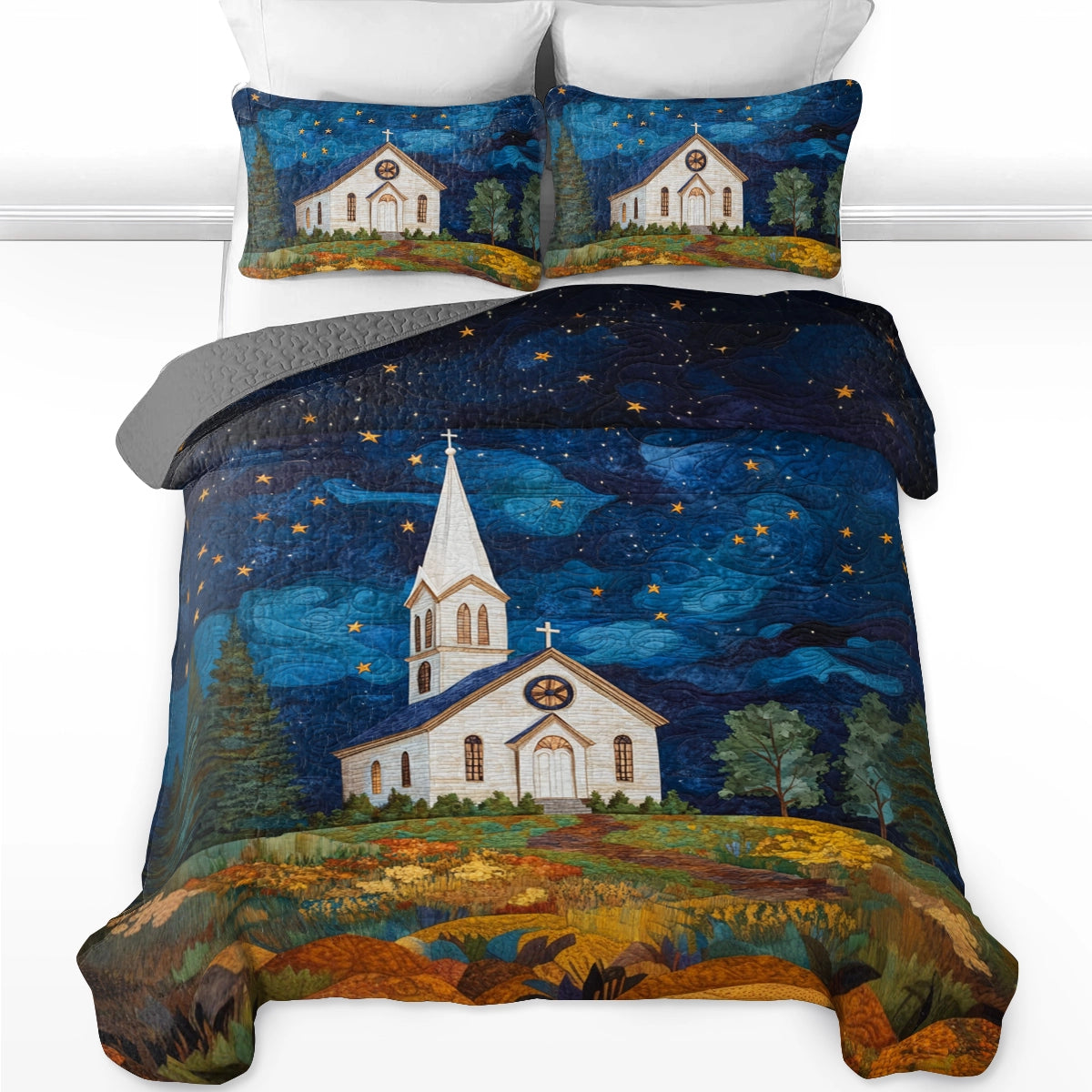 Shineful All Season Quilt 3-Piece Set God Starlight Sanctuary