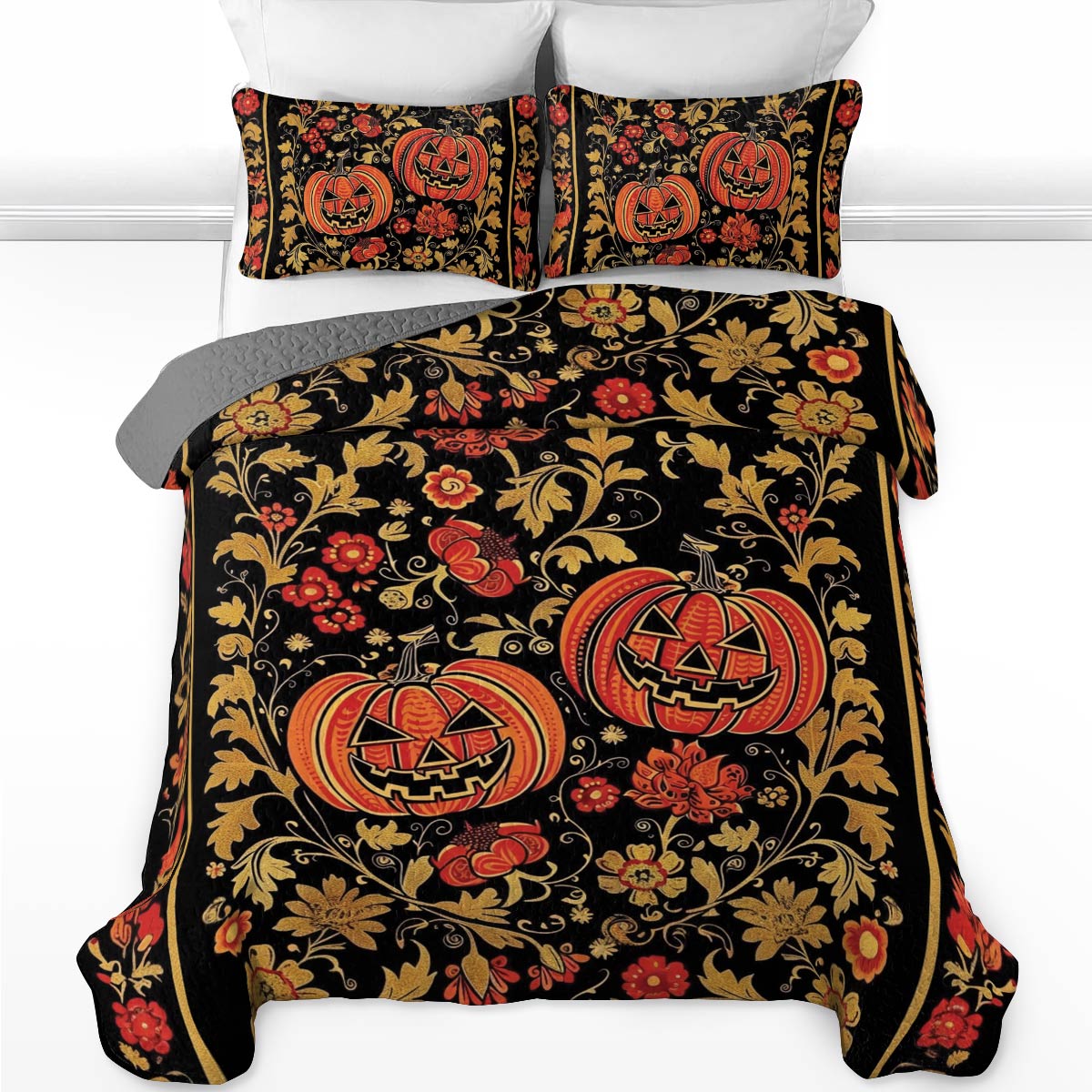 Shineful All Season Quilt 3-Piece Set Pumpkin Quilt