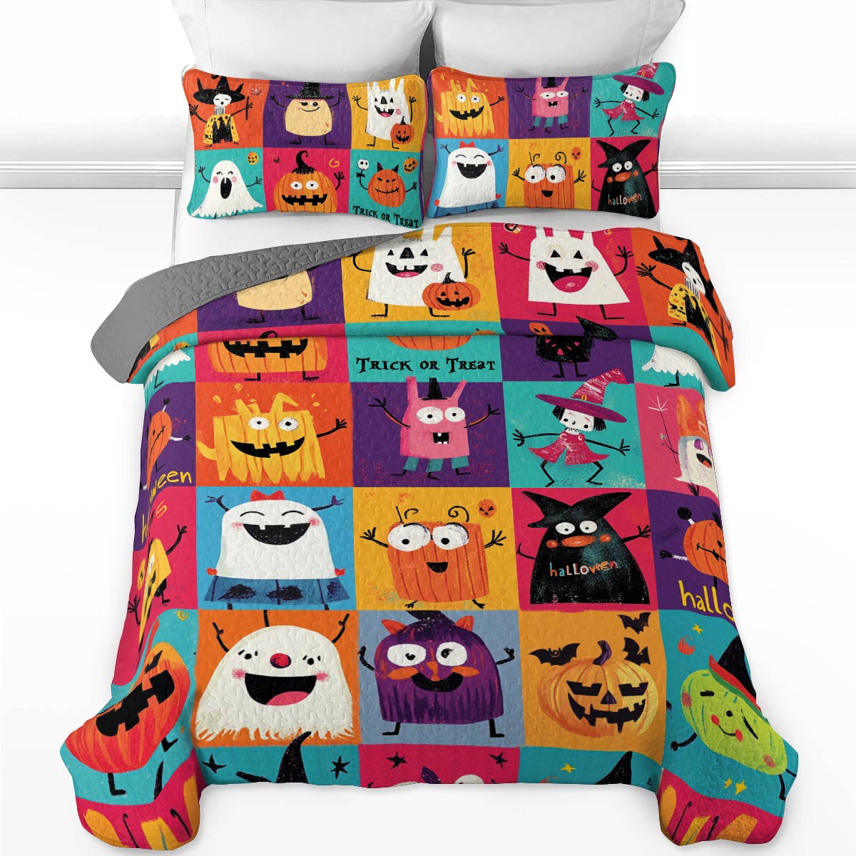 Shineful All Season Quilt 3-Piece Set Cute Monsters