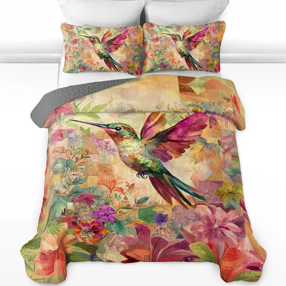 Shineful All Season Quilt 3-Piece Set Hummingbird Garden