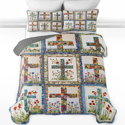 Shineful All Season Quilt 3-Piece Set God Floral Faith