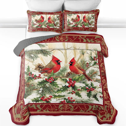 Shineful All Season Quilt 3-Piece Set Holiday Cardinal