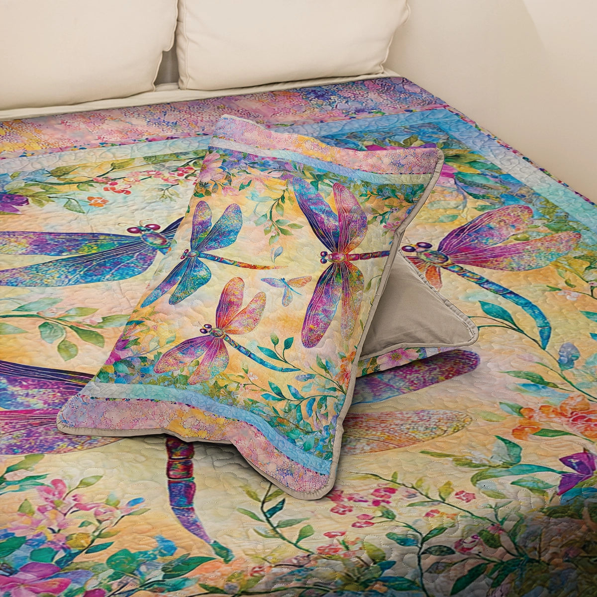 Shineful All Season Quilt 3-Piece Set - Kaleidoscope Dragonfly