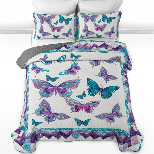 Shineful All Season Quilt 3-Piece Set Ethereal Butterfly Symphony