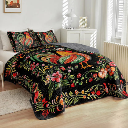 Shineful All Season Quilt 3-Piece Set - Chicken Folklore Rooster