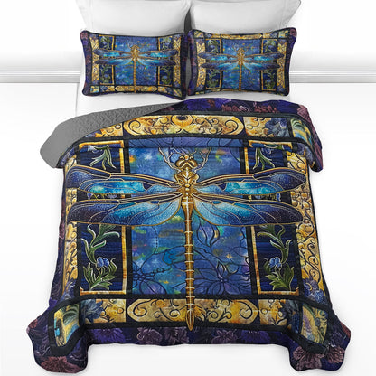 Shineful All Season Quilt 3-Piece Set Celestial Dragonfly