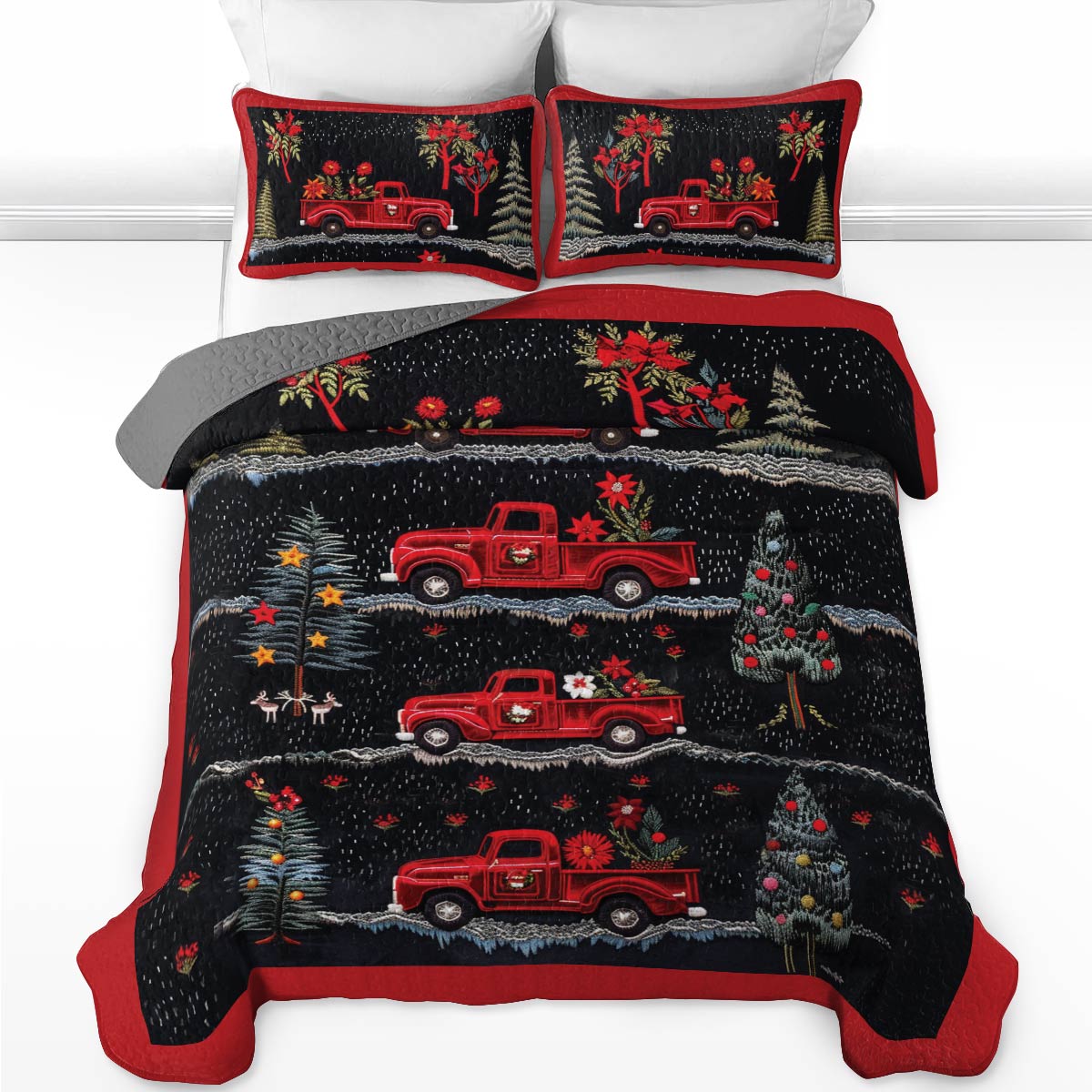 Shineful All Season Quilt 3-Piece Set Festive Truck