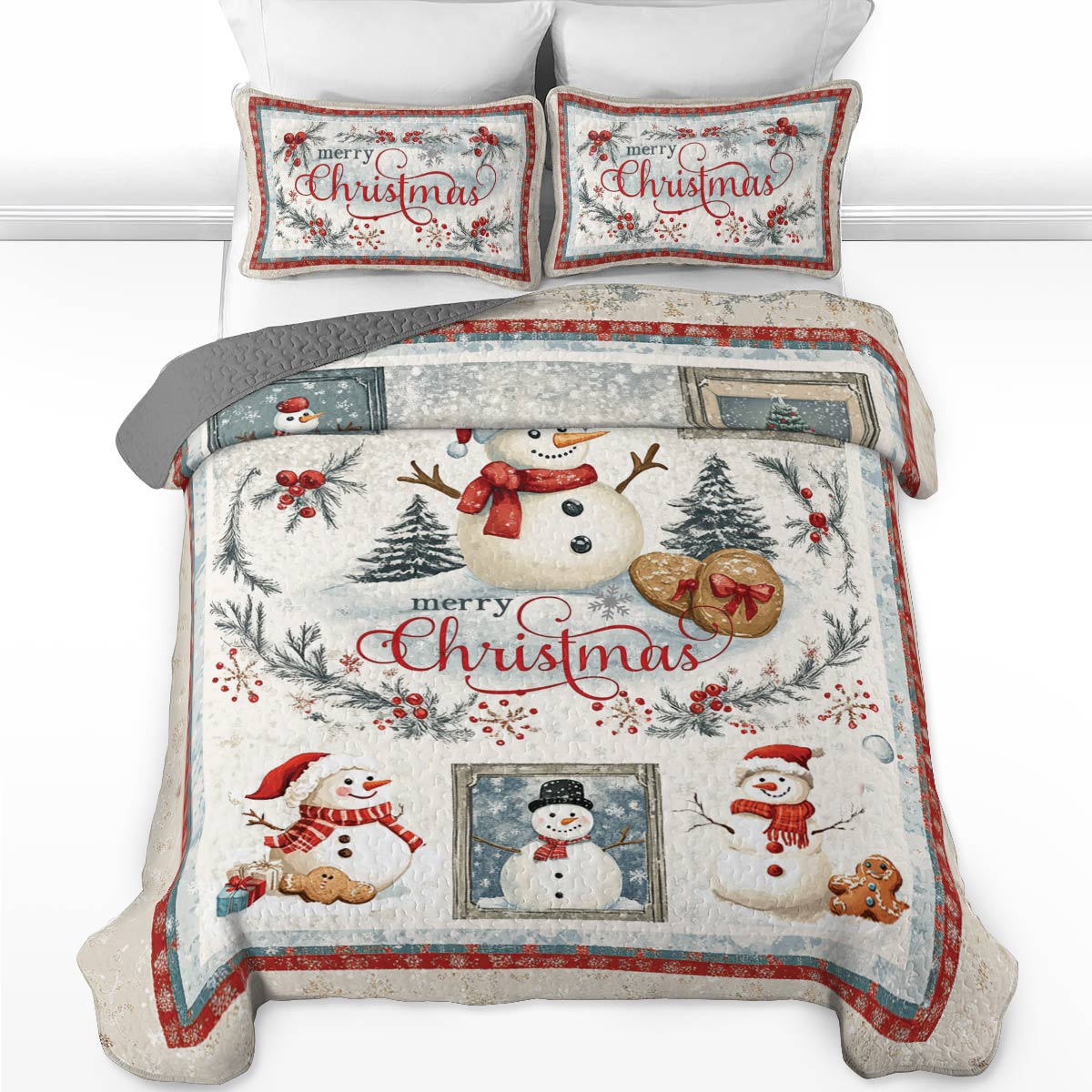 Shineful All Season Quilt 3-teiliges Set Snowy Christmas