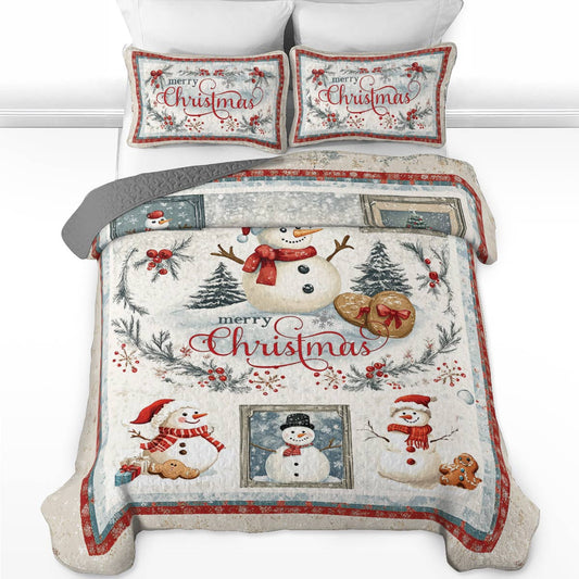 Shineful All Season Quilt 3-Piece Set Snowy Christmas