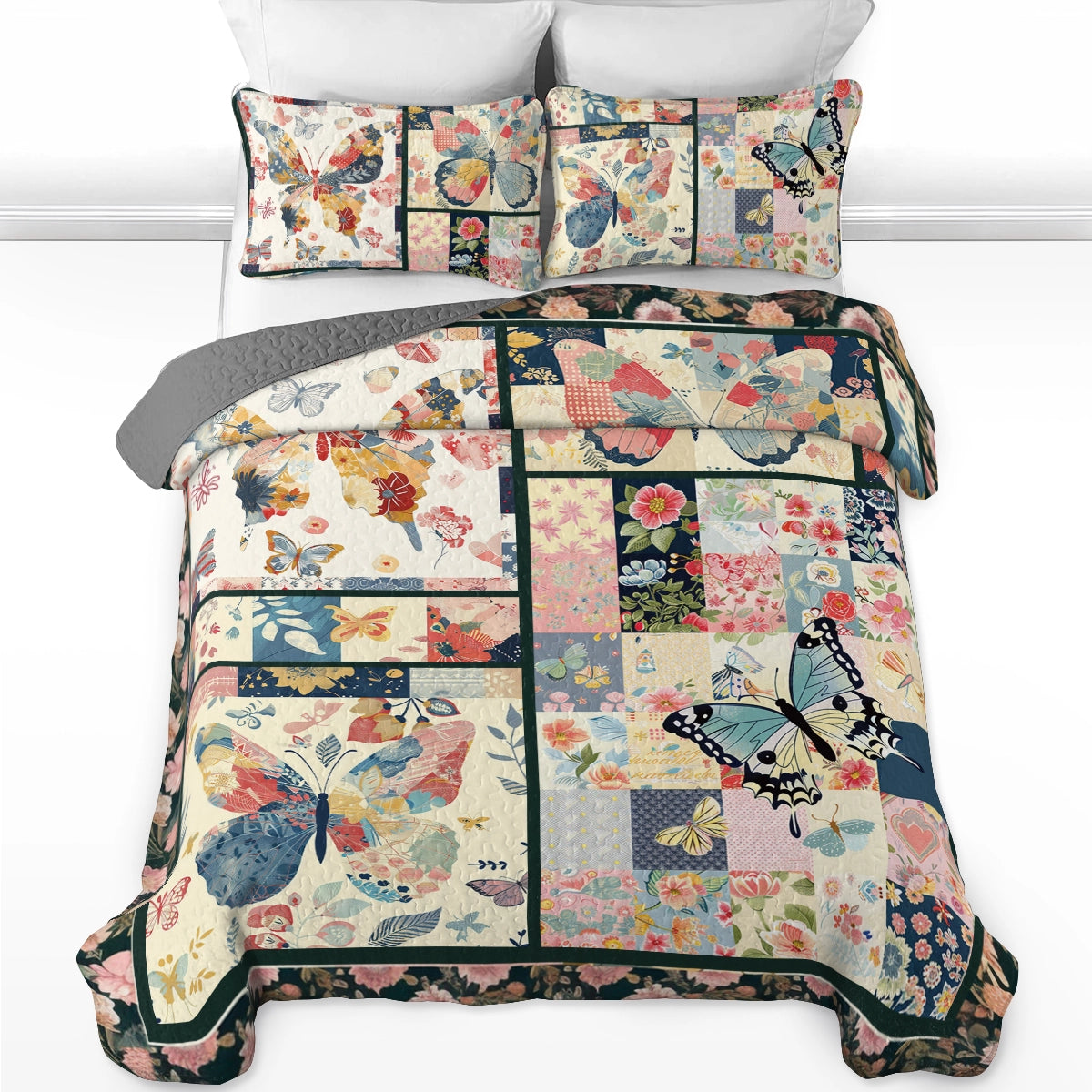 Shineful All Season Quilt 3-teiliges Set Blossom Butterfly Haven