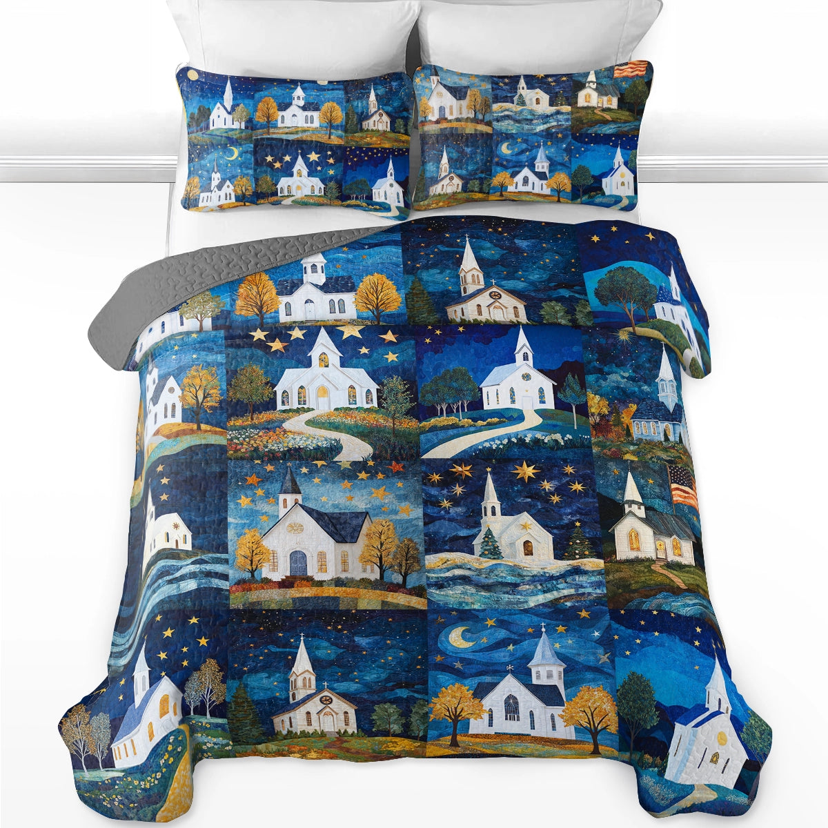 Shineful All Season Quilt 3-Piece Set God Faithful Night