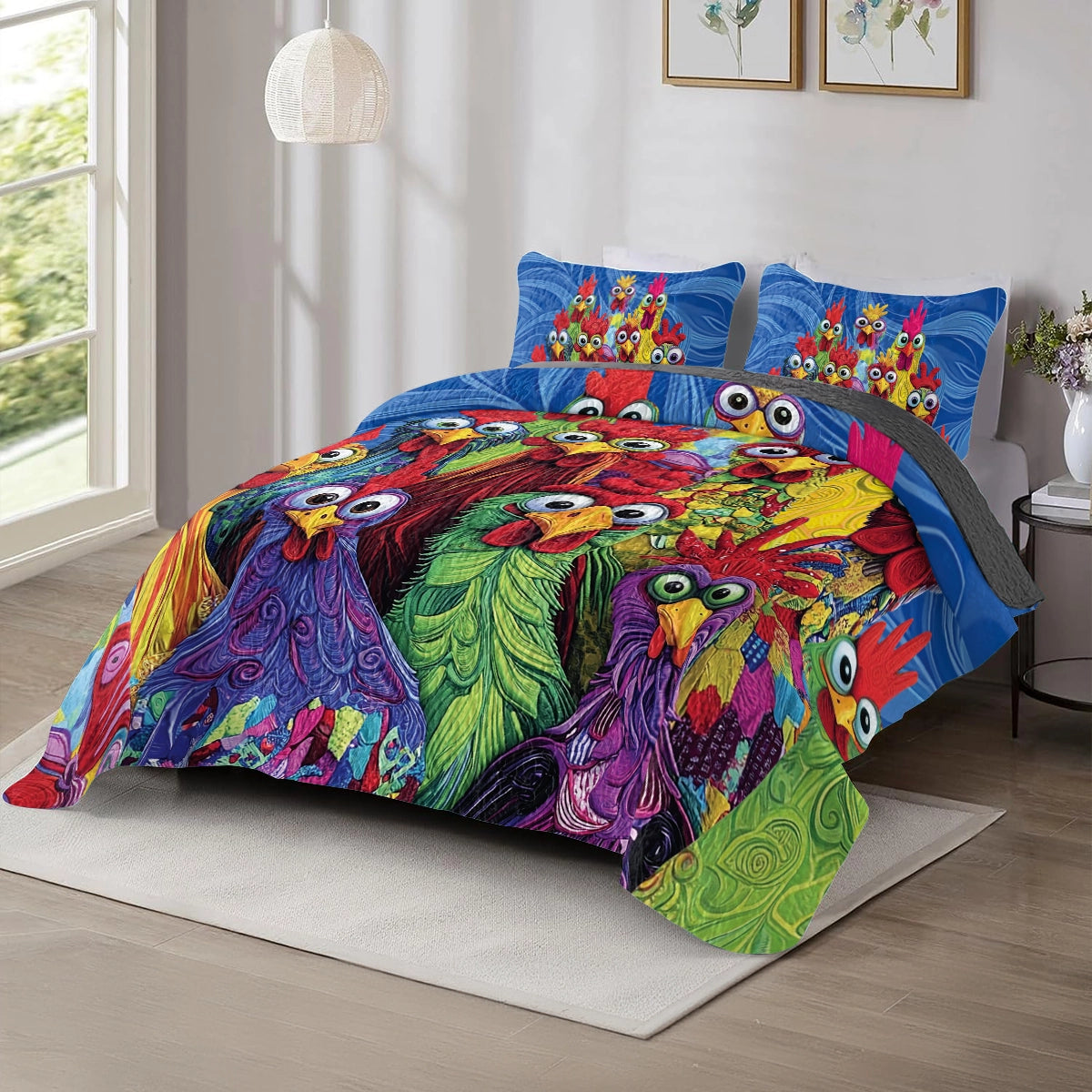 Shineful All Season Quilt 3-teiliges Set – Chicken Funky Roosters