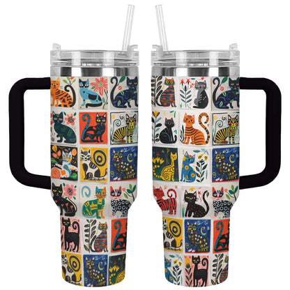 Shineful Tumbler Whimsical Cat Collage