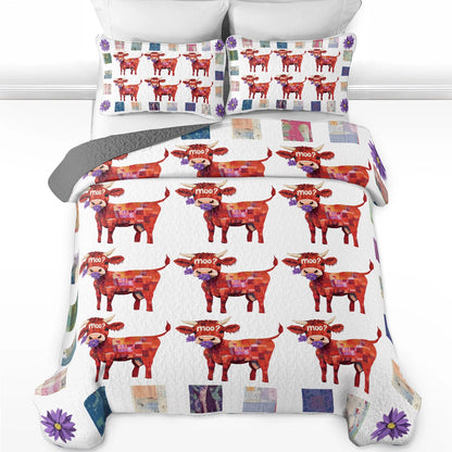 Shineful All Season Quilt 3-Piece Set Whimsy Cow