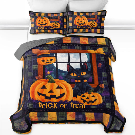 Shineful All Season Quilt 3-Piece Set Halloween Trick or Treat